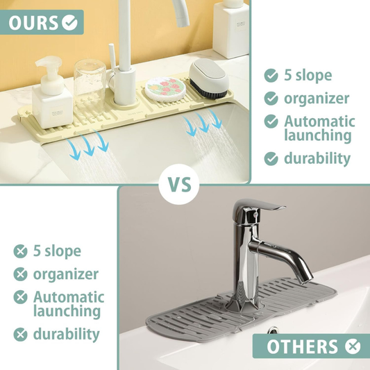 Sink Faucet Mat, Faucet Draining Mat for Kitchen/ Bathroom, Silicon Drain Mat – Durable, Non-Slip & Reusable