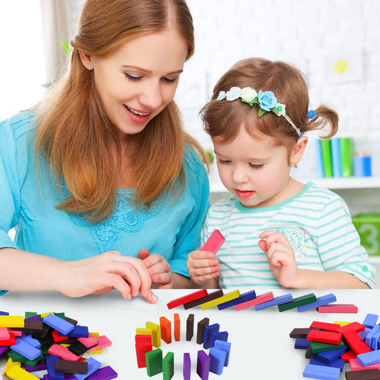 Wooden Dominos Set – 100 Blocks Multicolor Kids Educational Toy