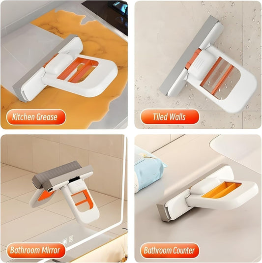Foldable Desktop Mini Sponge Mop | Portable Wet & Dry Cleaning | Self‑Squeezing Mop for Kitchen, Bathroom, Car & Glass