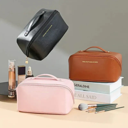 Cosmetic Vanity Bag, Travel Makeup Bag, Leather Waterproof Makeup Bag
