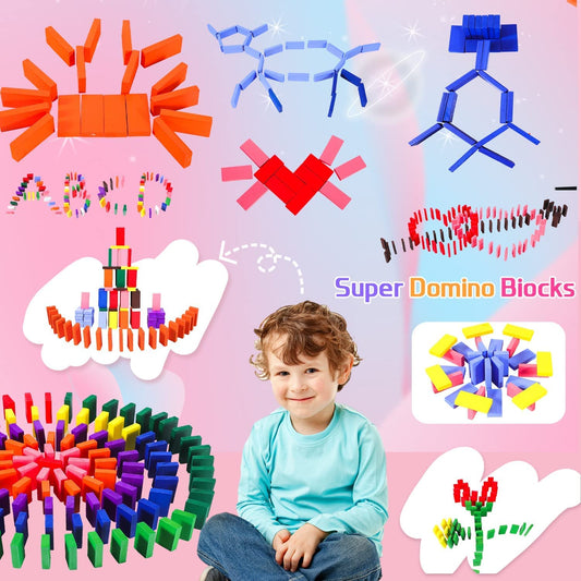Wooden Dominos Set – 100 Blocks Multicolor Kids Educational Toy