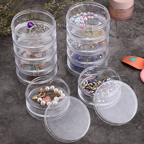 Transparent Co Joined Round Jewelry Makeup Storage Box Container | Bracelet, Earring Round Plastic Organizer