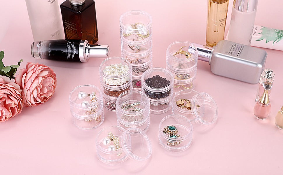 Transparent Co Joined Round Jewelry Makeup Storage Box Container | Bracelet, Earring Round Plastic Organizer